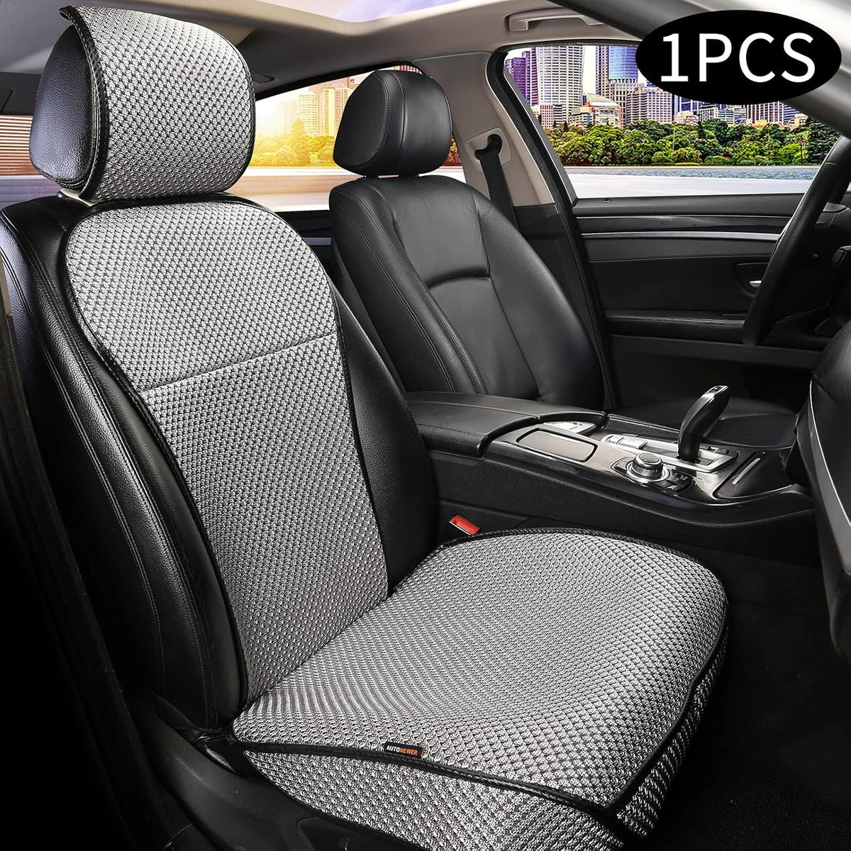 Black Grey 2PCS Breathable Car Seat Cover Y9699