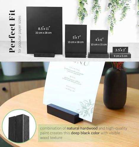 10 Pack Black Wooden Place Card Holder A612