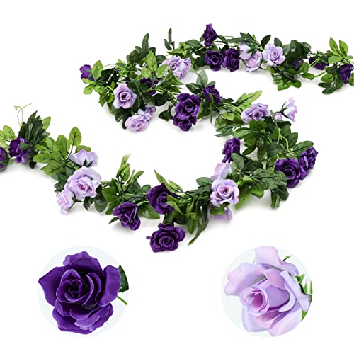 2pcs Artificial Flowers Garland Eucalyptus Peonies Faux Flower Vines (Vintage Pink) E941101