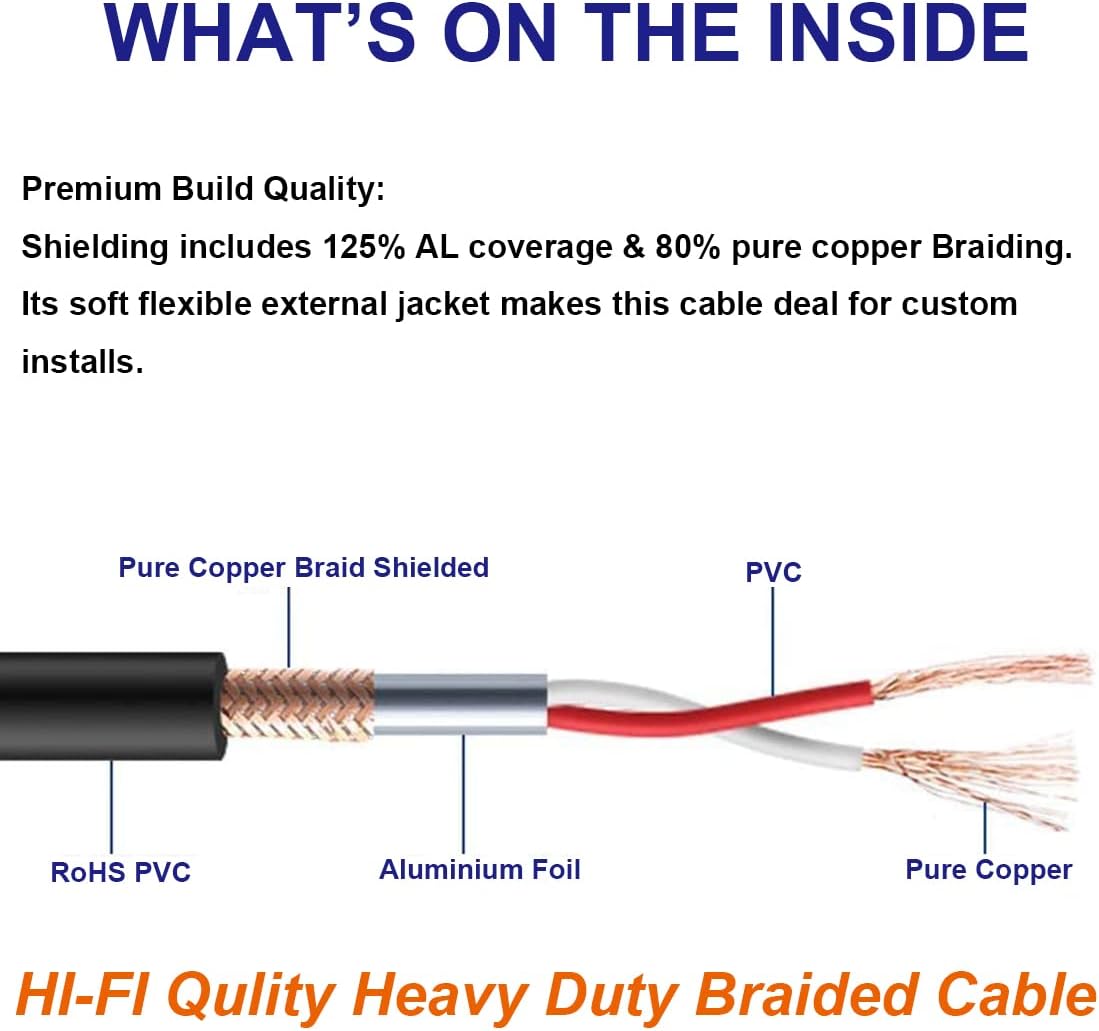 20 FT Colored Nylon Braided Balanced XLR Microphone Cable E1278