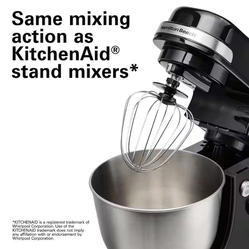 Black 4 qt. 7-speed Stand Mixer with Dough Hook, Whisk and Flat Beater Attachments U2040