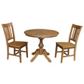 Pecan Round Top Pedestal Table with 2 Chairs F90803