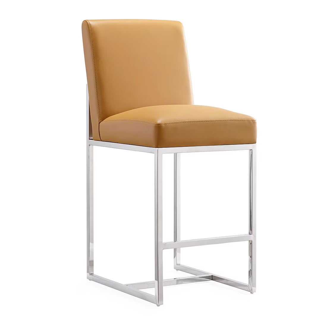 Camel Polished Chrome Stainless Steel Counter Height Bar Stool K37414
