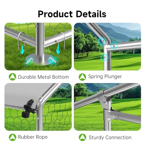 Large Metal Walk-in Chicken Coop with Cover S716547