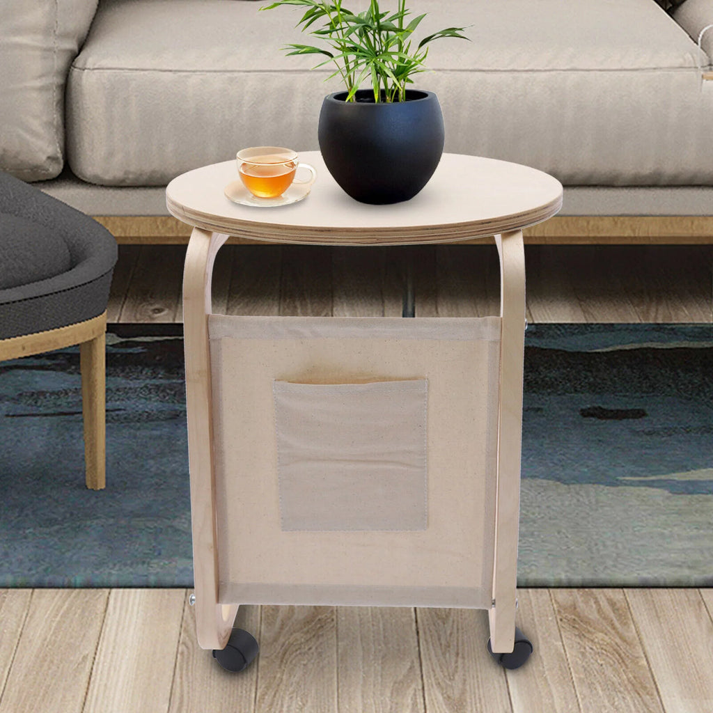 C-shaped Sofa End Side Table with Side Pocket Q9051