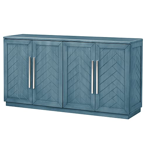 White 4 Door Sideboard Buffet Cabinet with Adjustable Shelves V637
