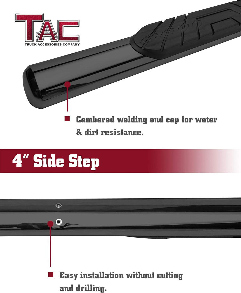 4 Oval Black Side Bars Step Rails Nerf Bars (2 PCS) K29771