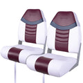 White/Burgundy/Navy High Back Folding Boat Seat D312323