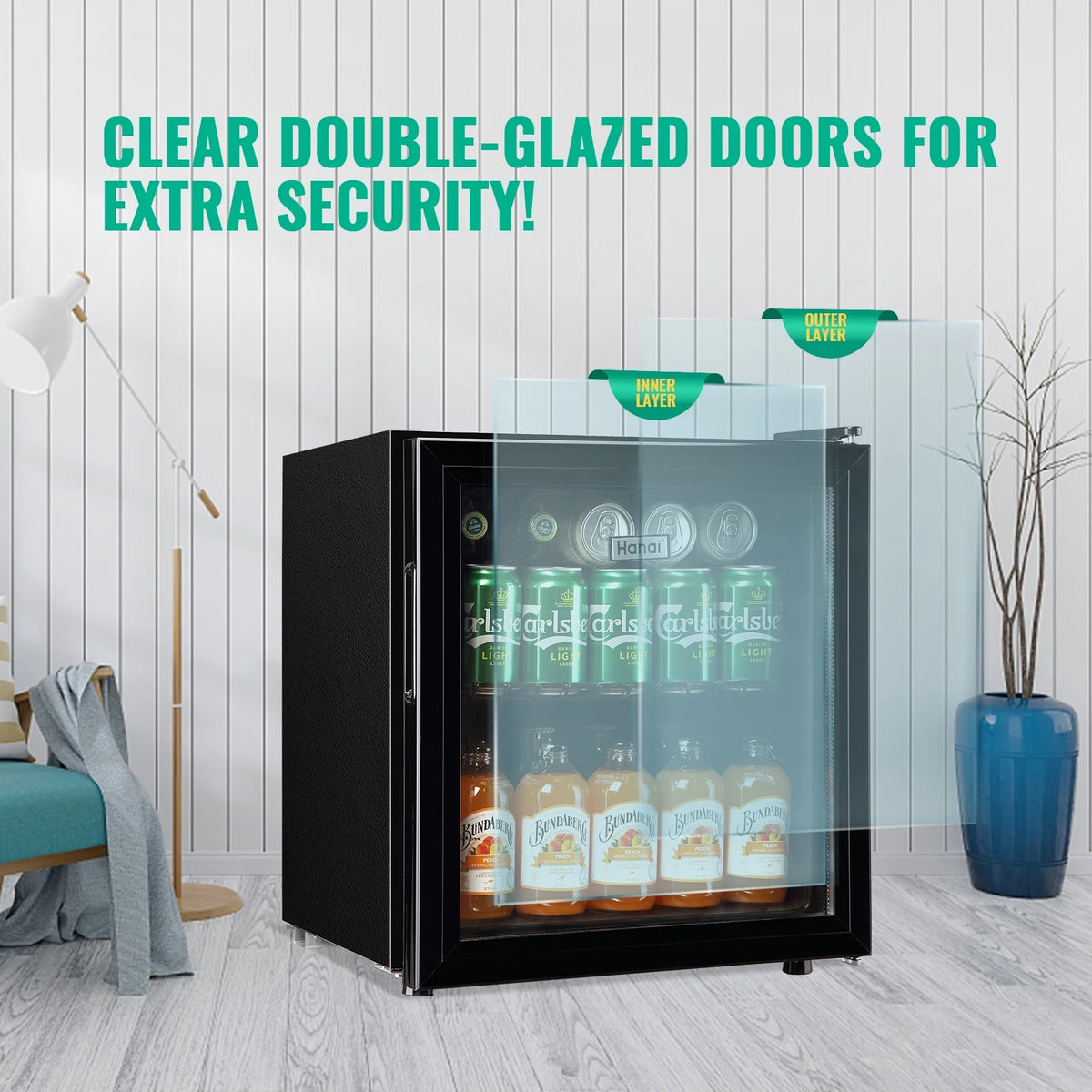 125 Can 3.5 Cu.ft Glass Door Beverage Cooler Refrigerator B5936
