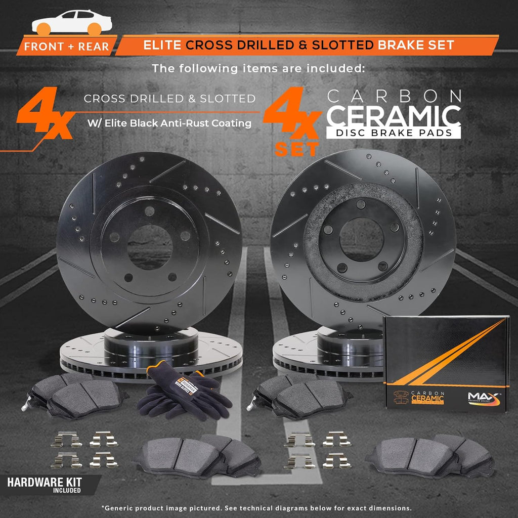 Front and Rear Brake Rotors with Carbon Ceramic Pads D625