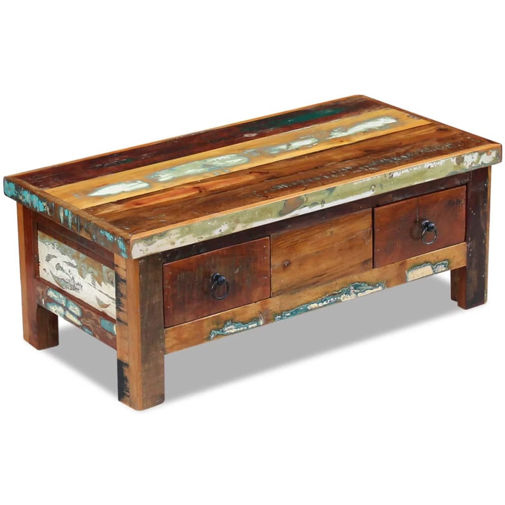 Solid Reclaimed Wood Coffee Table with Drawers C809