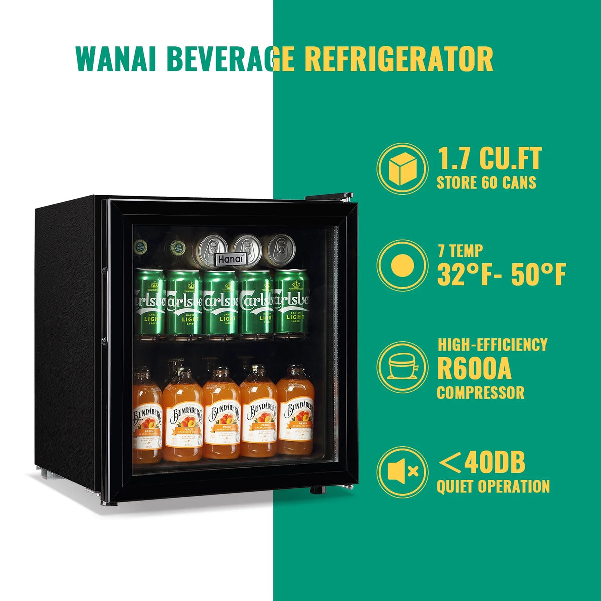 125 Can 3.5 Cu.ft Glass Door Beverage Cooler Refrigerator B5936
