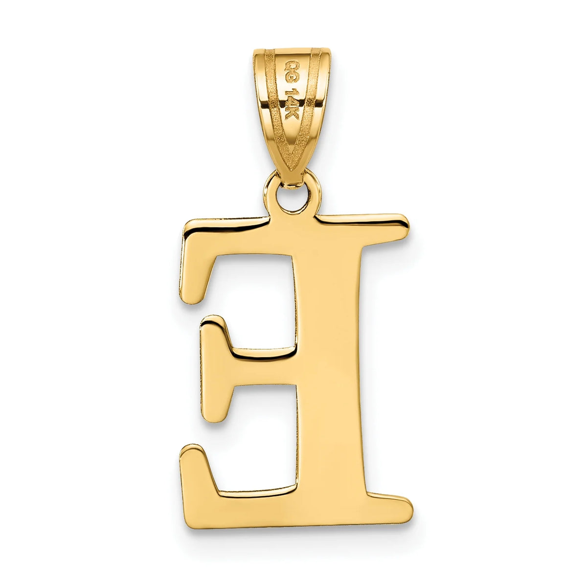 14K Yellow Gold Etched Letter E Initial Pendant Charm with 10K Yellow Gold Rope Chain Necklace 16'' T903499