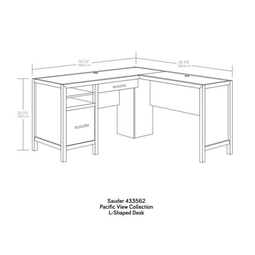 L-Shaped Engineered Wood Home Office Desk in Prime Oak A237117