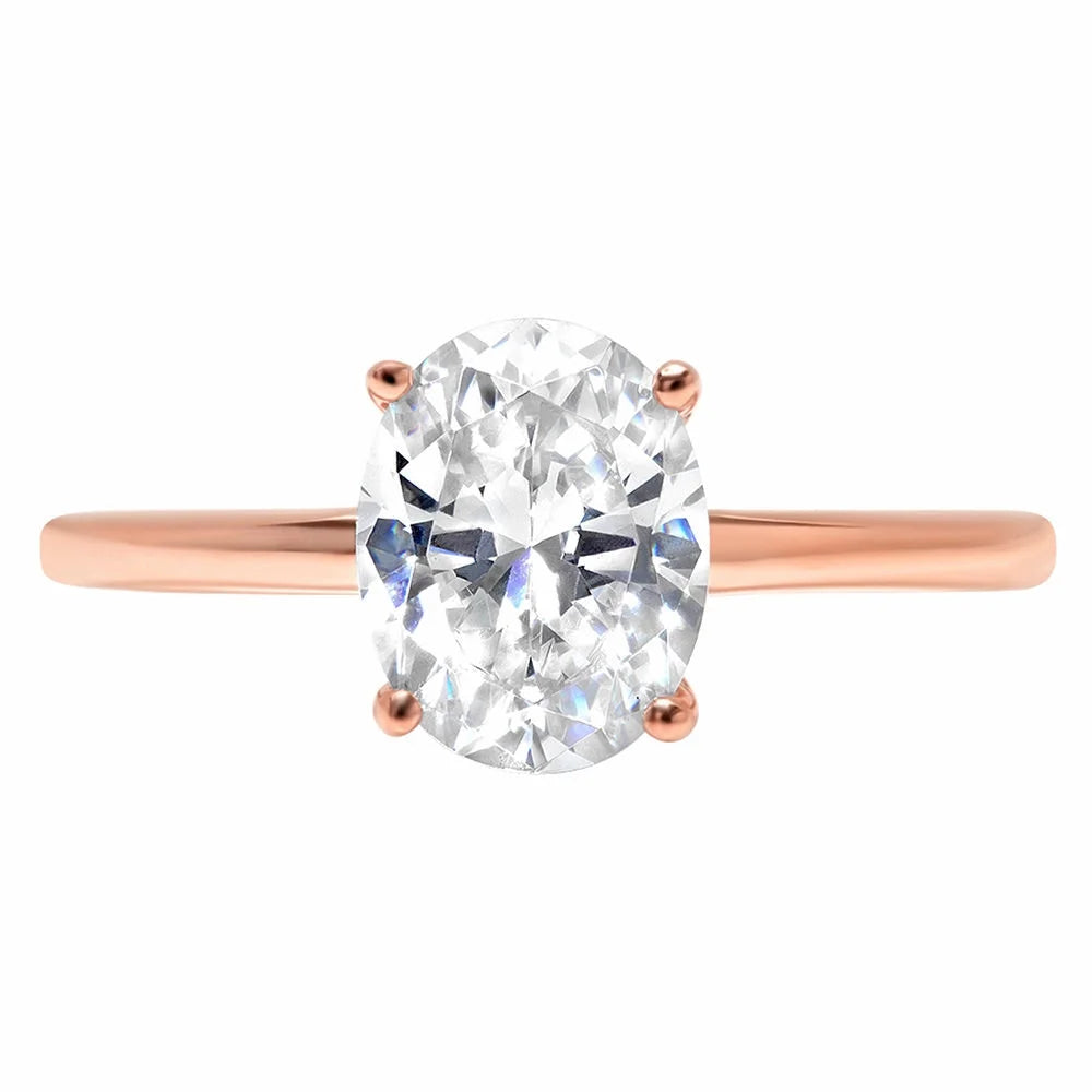 18K Rose Gold Oval Cut Diamond Engagement Ring size 3.5 A7048