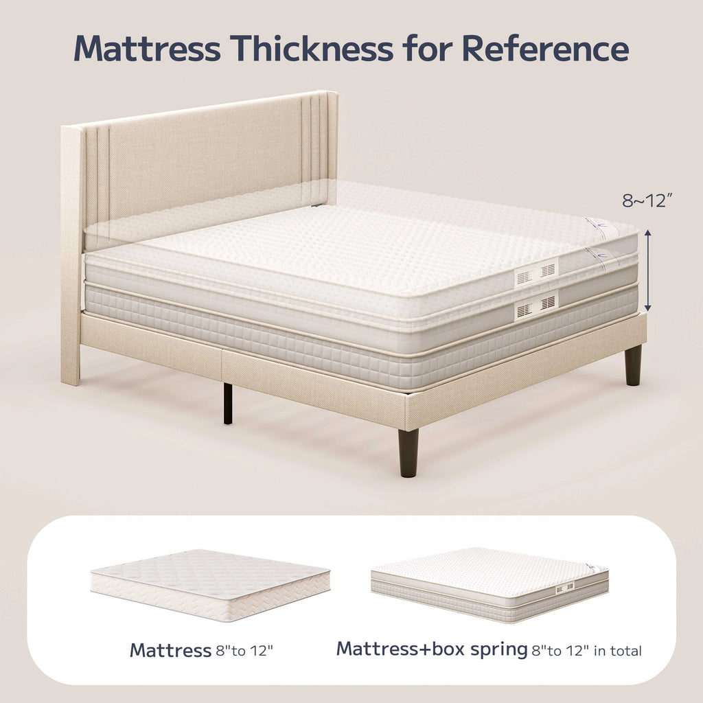 Queen Size Bed Frame with Wingback Headboard U25891