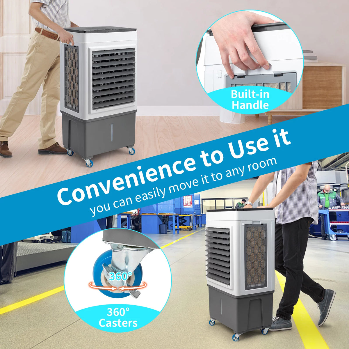 Portable Evaporative Cooler with Remote Control, 40L Water Tank W30635