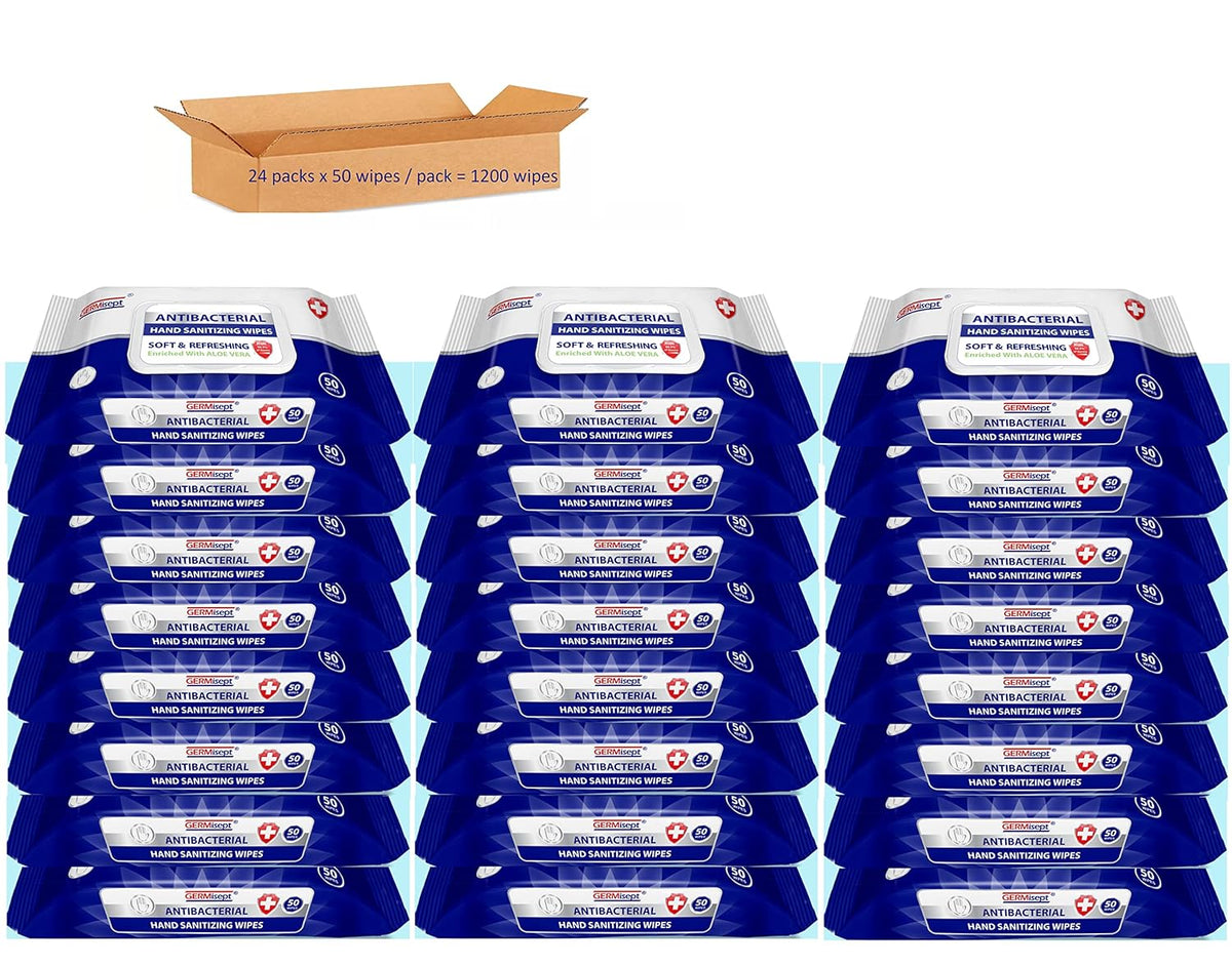 Antibacterial Hand Sanitizing Wipes 24 Packs of 50 Count E718202