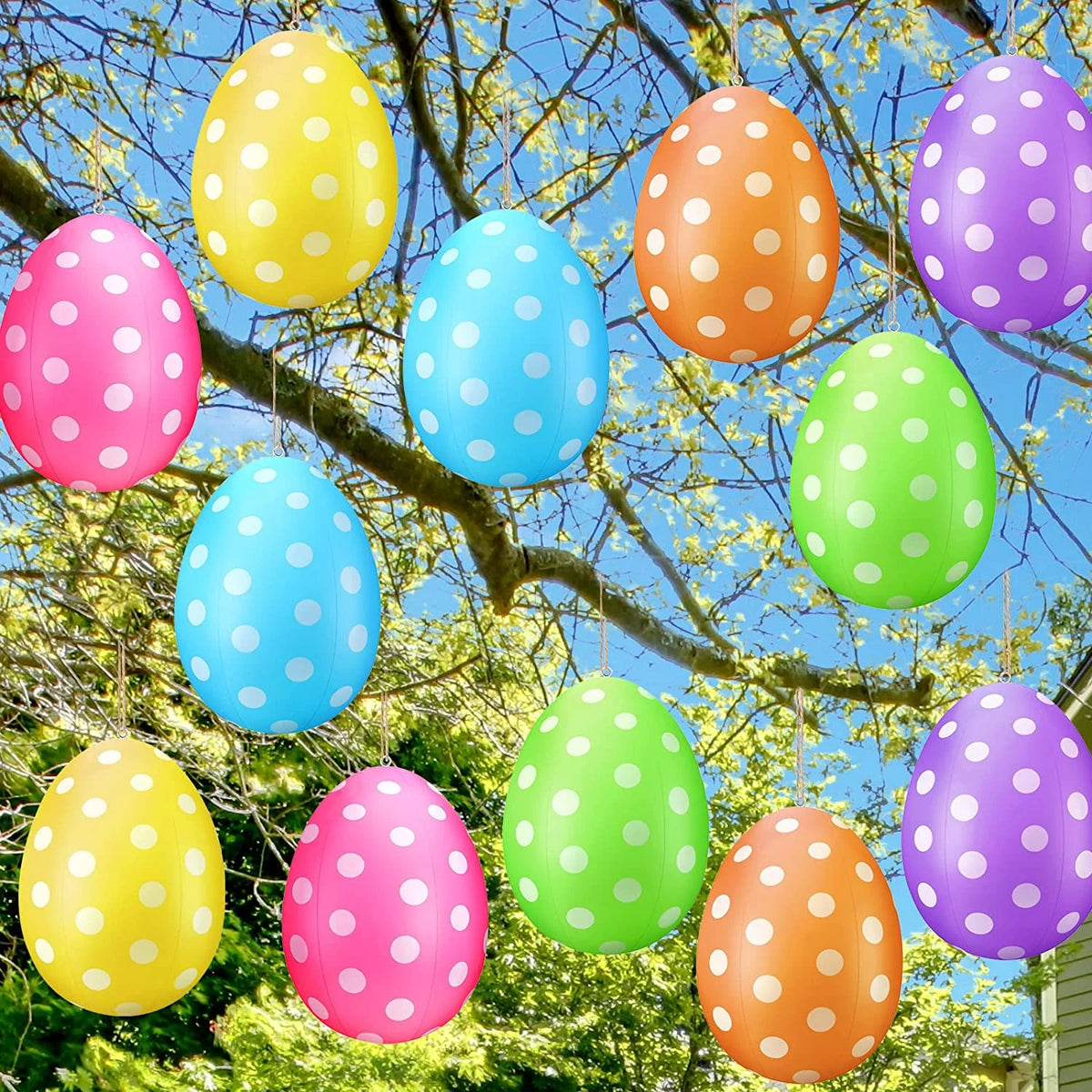 6 Pack 16" Inflatable Easter Eggs Outdoor Decor S53956