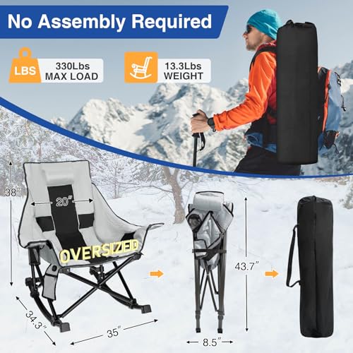 Oversized Heated Rocking Camping Chair with Pillow and Carry Bag F6979