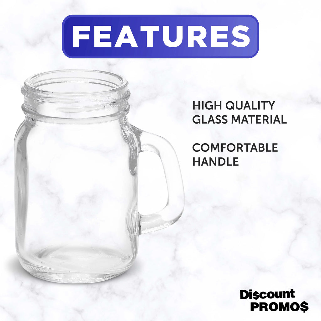 Clear Glass Mason Jar with Handle Set of 10, 4.5 oz C47325