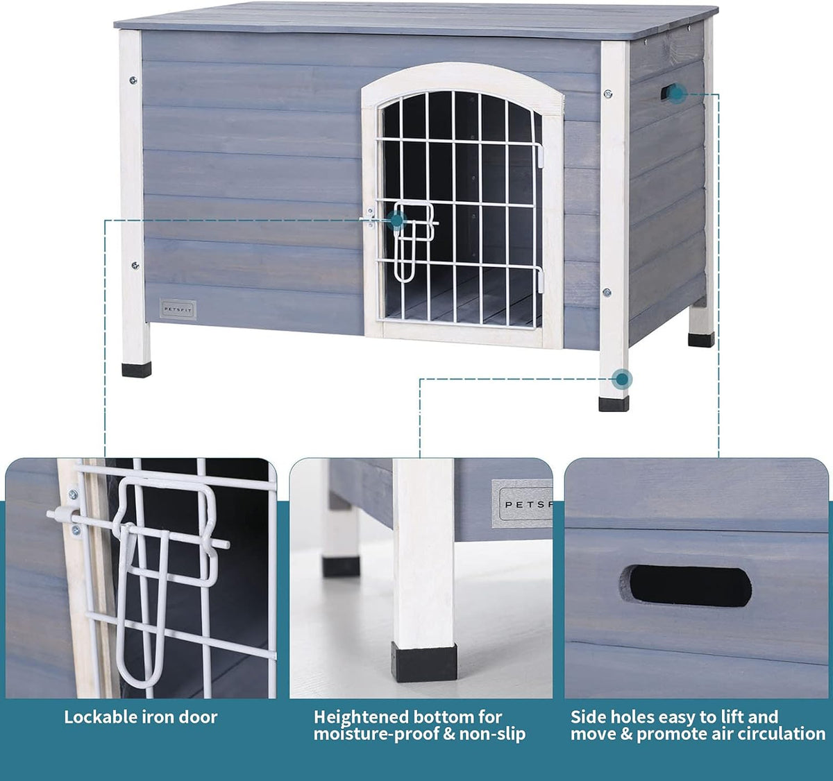 Indoor Wood Dog House with Elevated Floor G220