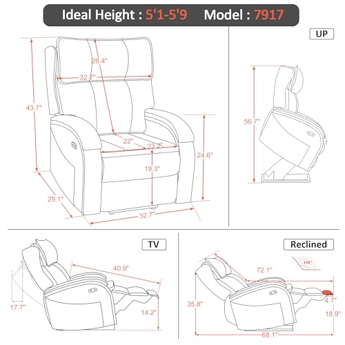 Power Lift Recliner Chair Sofa with Massage and Heat Faux Leather T911424