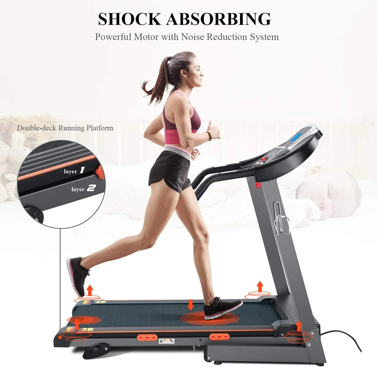 Foldable Electric Treadmill with 15 Pre-Set Programs H38112