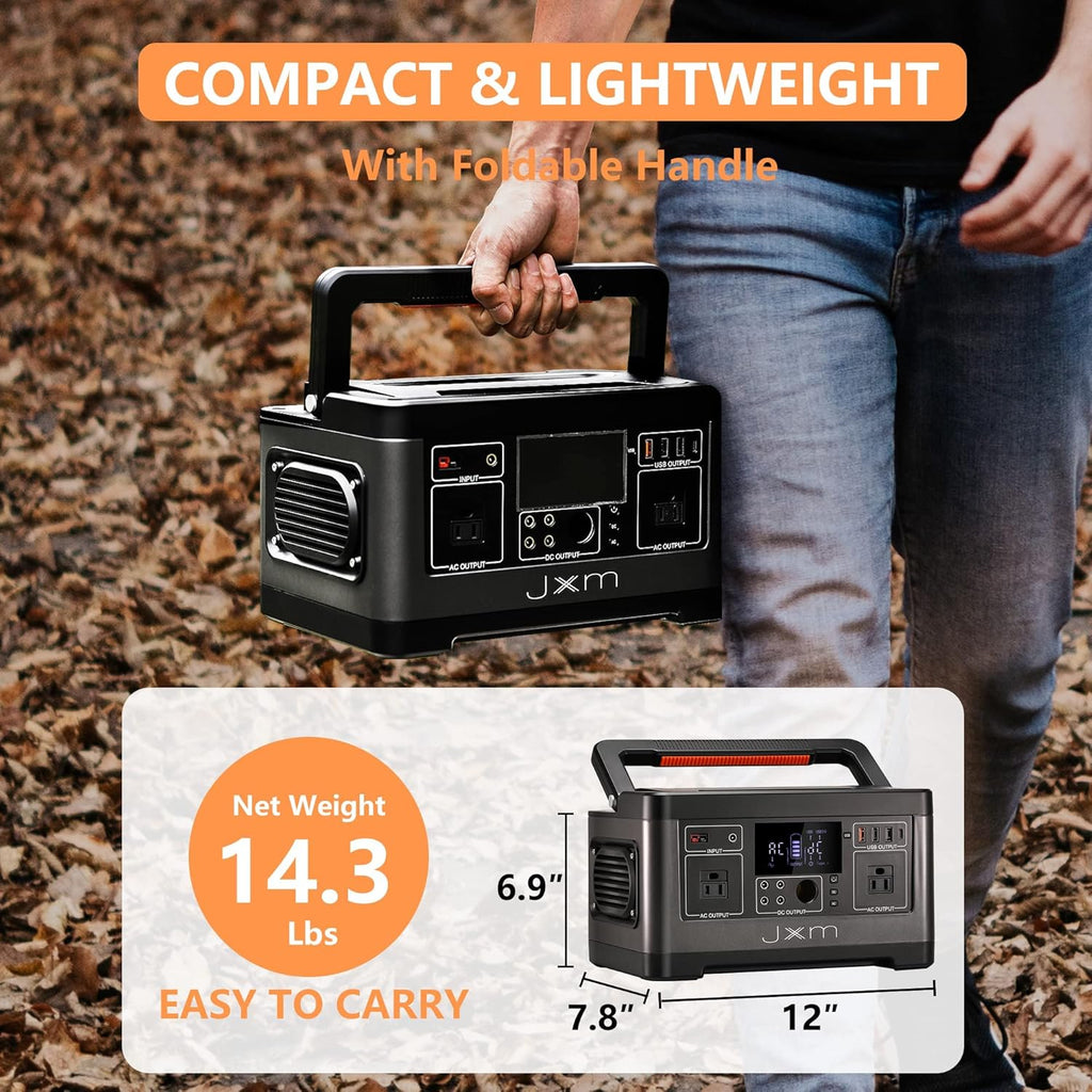 Portable Power Station 519Wh 500W Pure Sine Wave AC Outlet 12V DC P107328