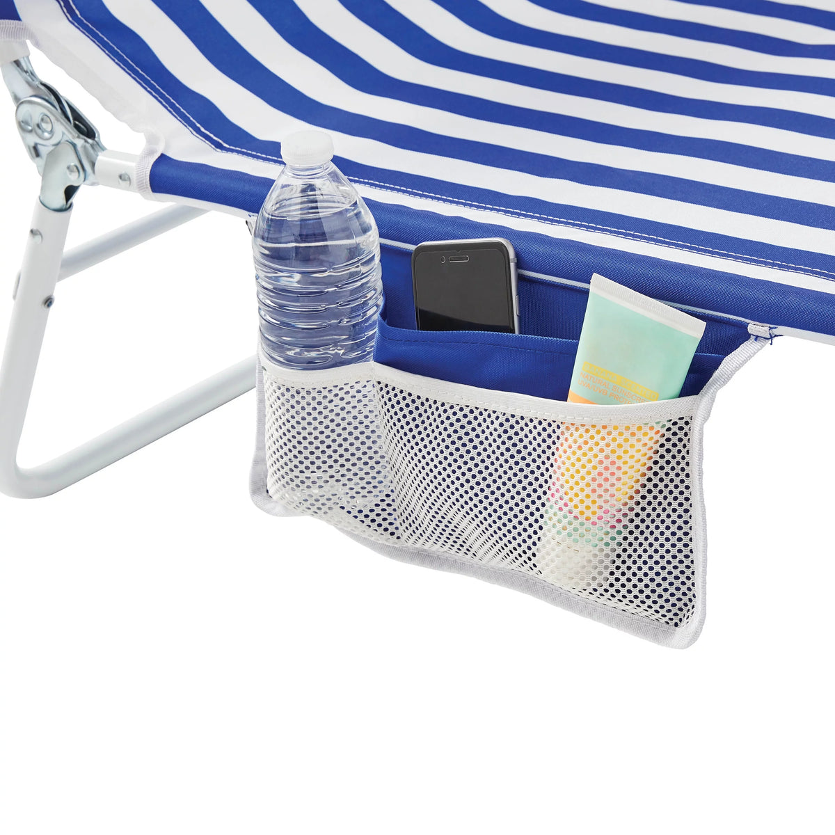 Blue & White Stripe Folding Beach Lounger 2-Pack Y71003