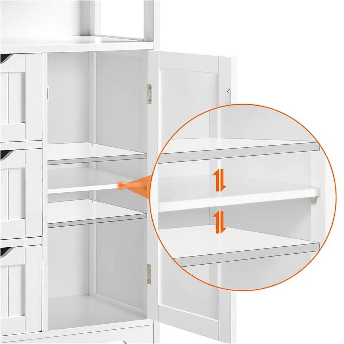 White MDF Wooden Bathroom Floor Cabinet with Drawers T828