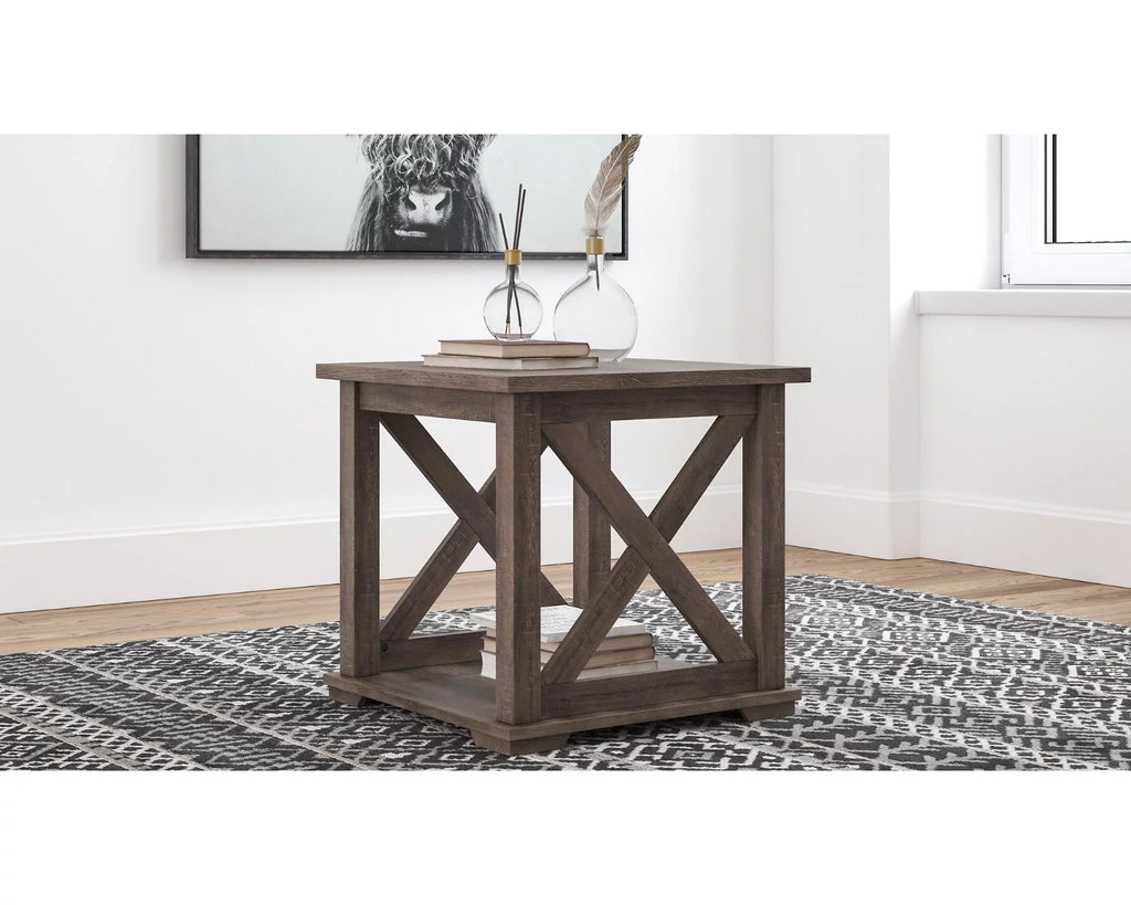 Contemporary Gray End Table I27617