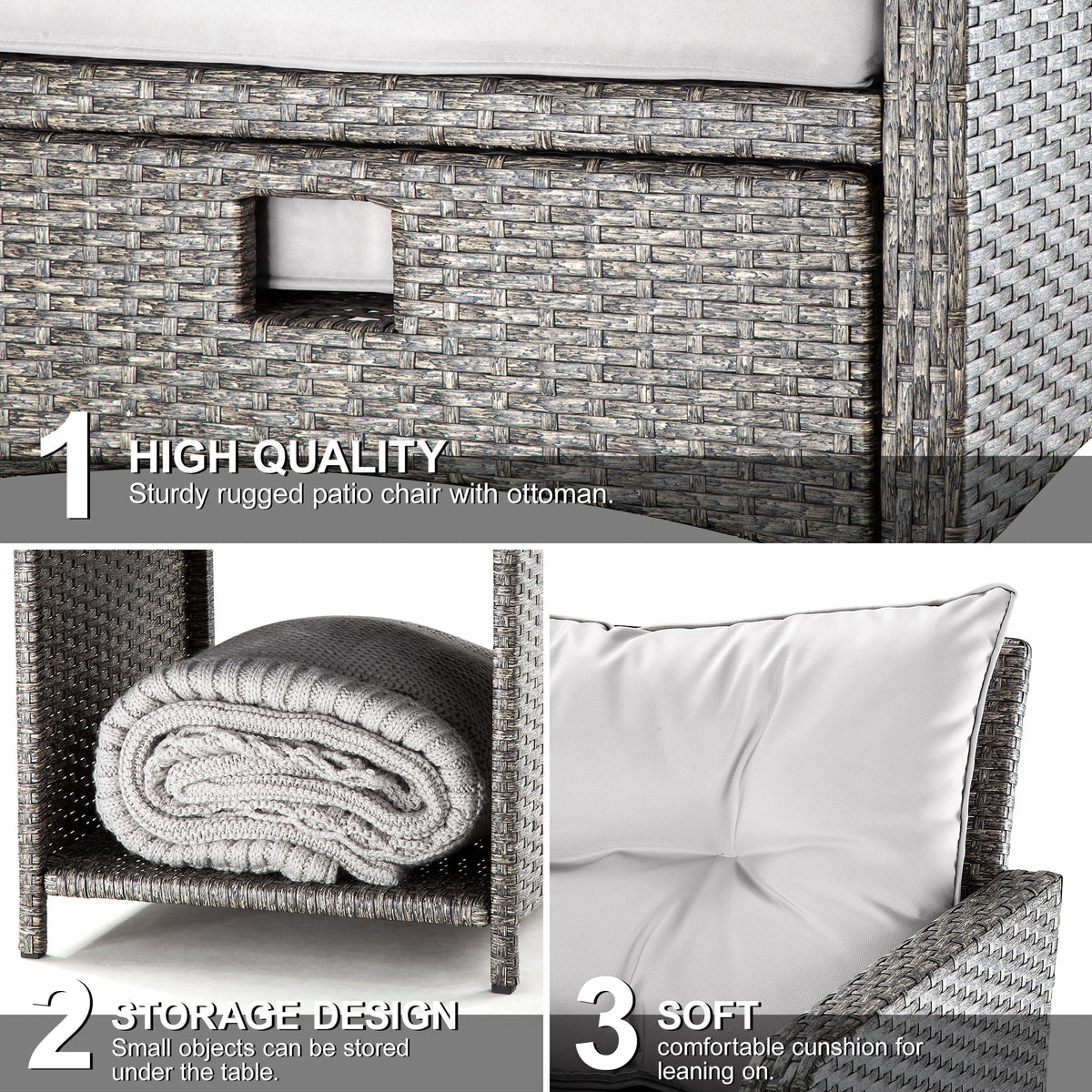 5 Pieces Wicker Patio Furniture Set with Ottomans Y99130