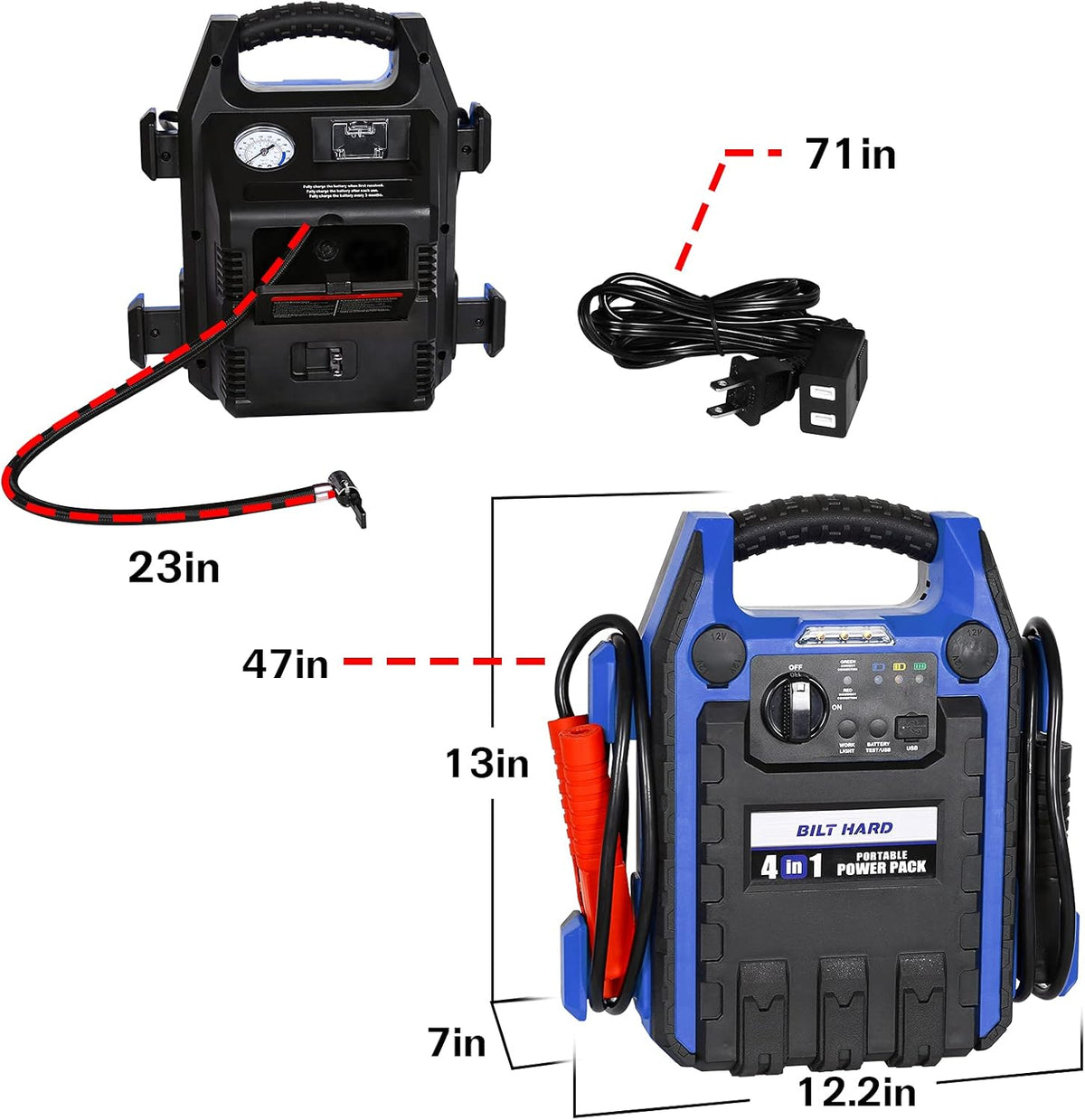 900 Peak/400 Instant Amps Portable Power Station Jump Starter with Air Compressor B419