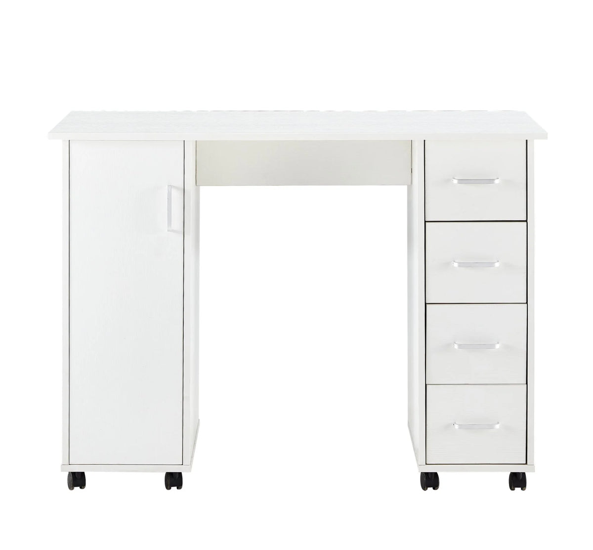 White Computer Desk with Drawers and Locker X290