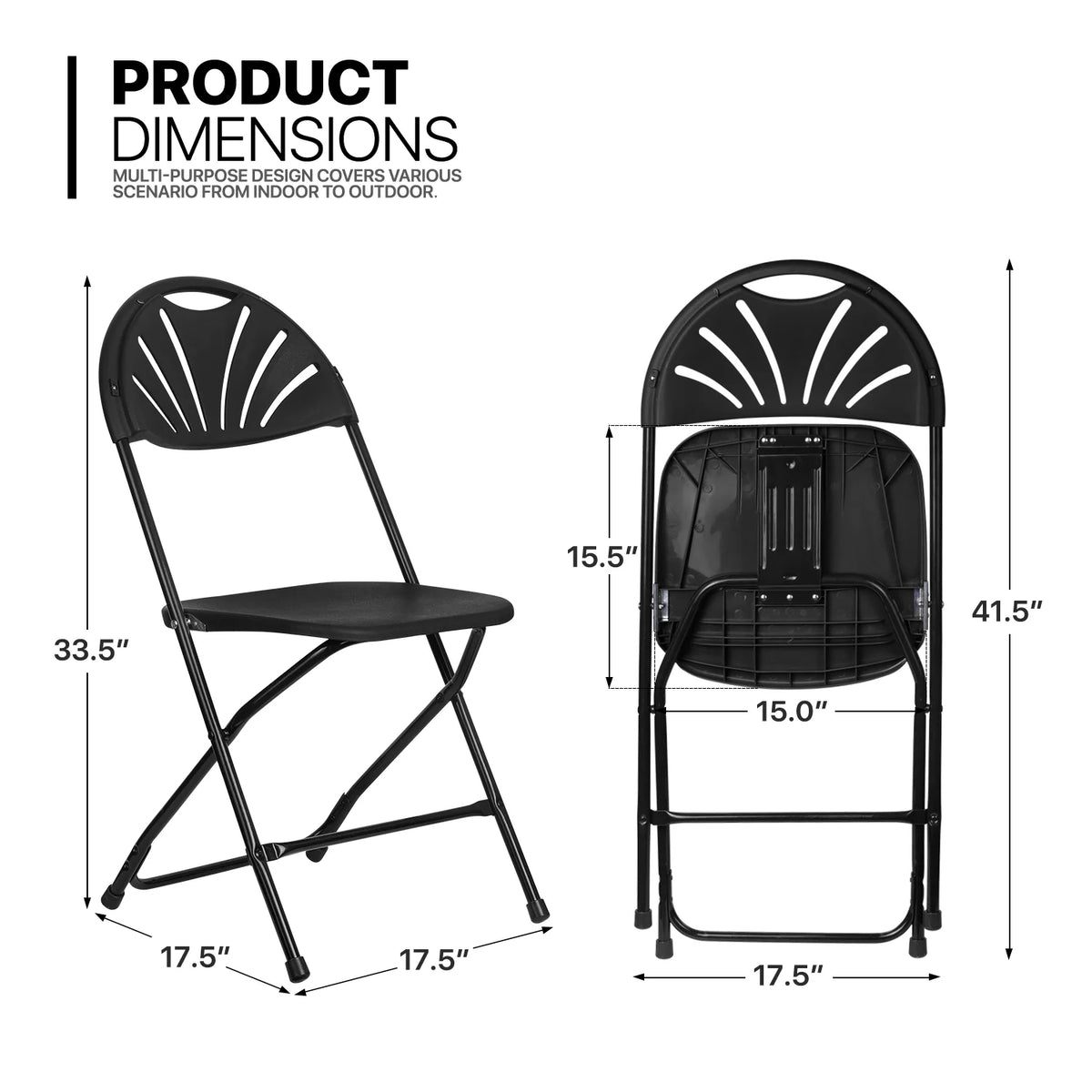 11 Pieces 8 Ft Heavy Duty Plastic Folding Utility Dining Table and Chair Set, White/Black A88579