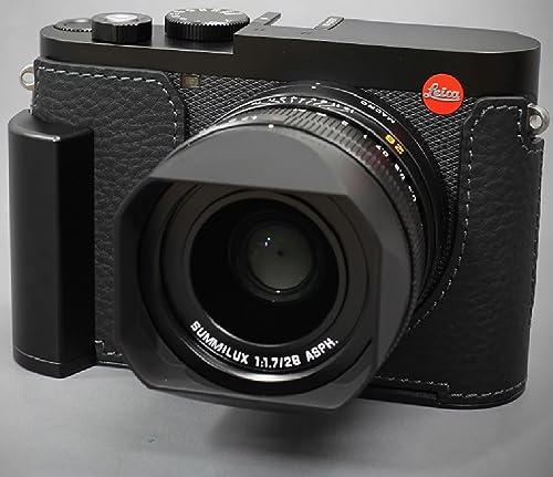 Black Leather Camera Half Case with Metal Grip L4091