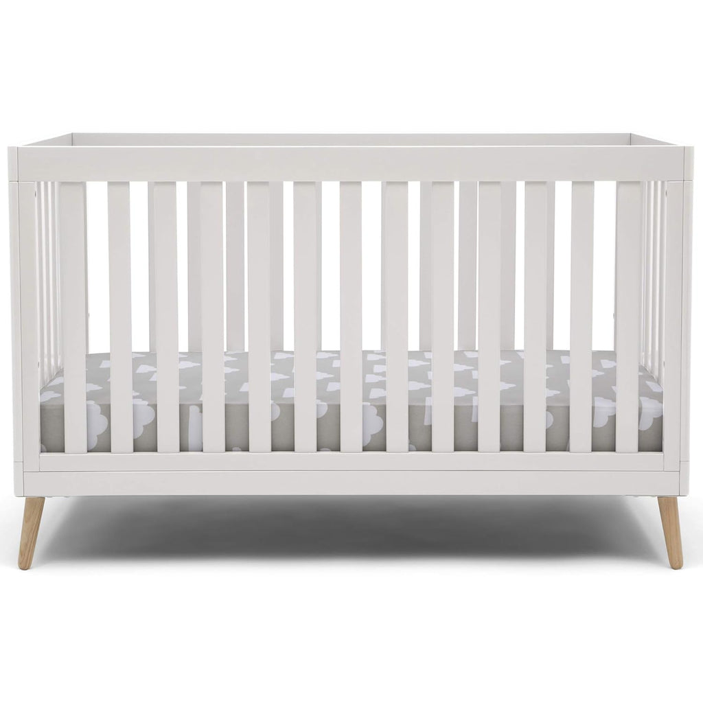 4-in-1 Convertible Baby Crib, Bianca White with Natural Legs F875960