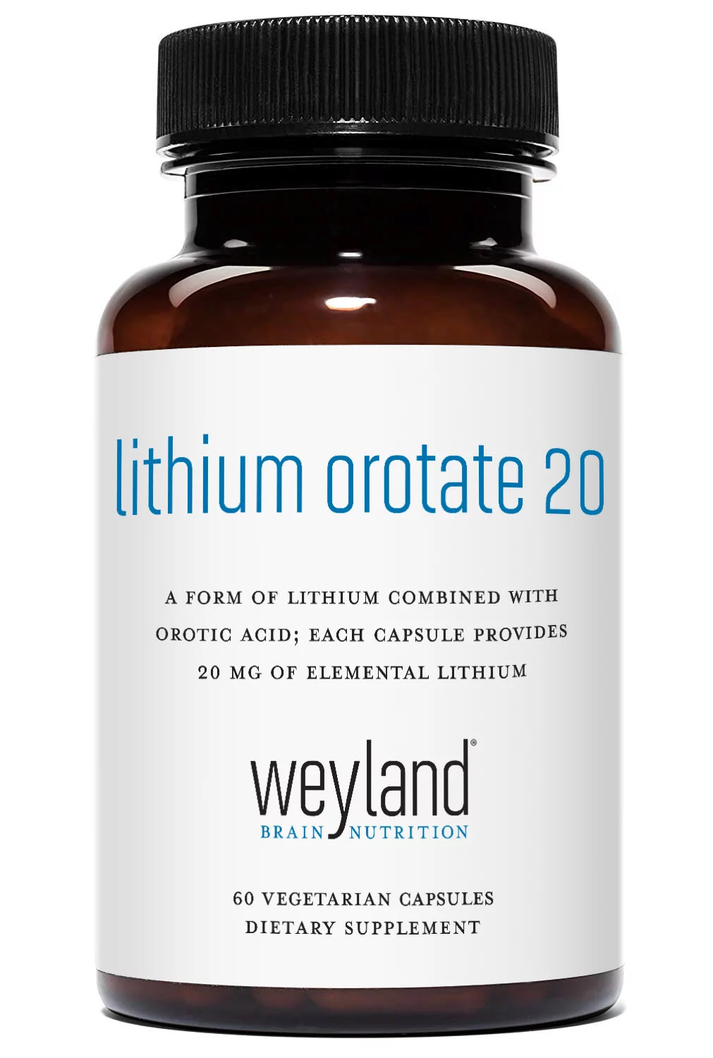 Lithium Orotate 20mg, 60 Vegetarian Capsules B12326
