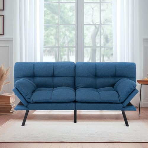 Black Faux Leather Futon Sofa Bed H352304