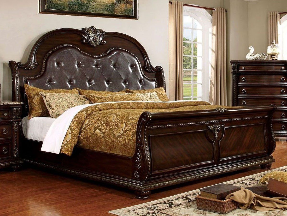 Brown Cherry Eastern King Size Bed C596386