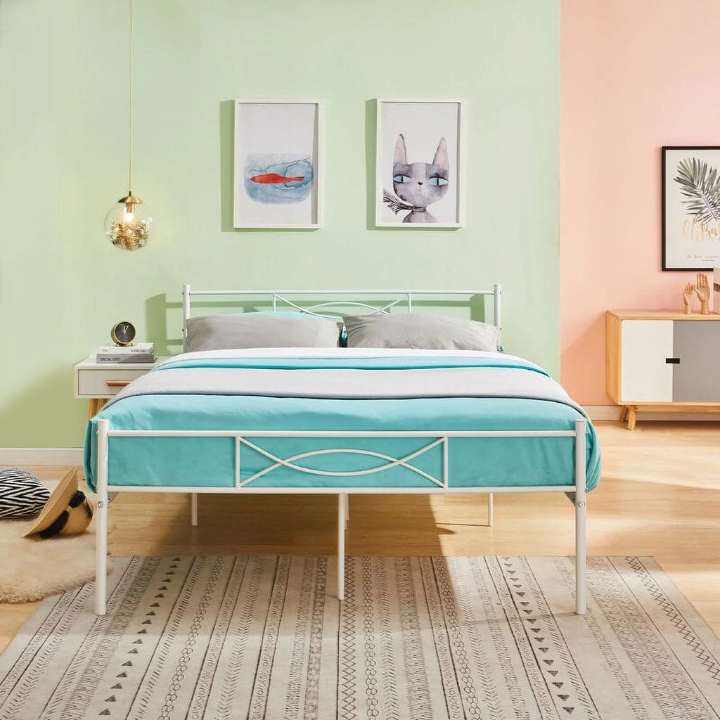 Twin Size Black Metal Platform Bed Frame with Headboard and Footboard L359