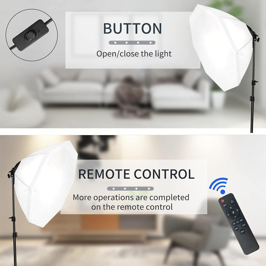 Softbox Lighting Kit 20''x28'' Photography Continuous Lighting System with 2x85W Dimmable LED Bulb Z942