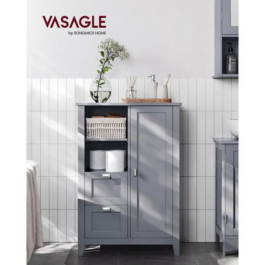 2 Drawers Freestanding Bathroom Storage Cabinet with Adjustable Shelves A168