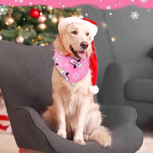 48 Pcs Pink Christmas Dog Bandanas Bow Collars and Ties Set E727251