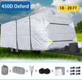 450D Double Oxford Cloth Travel Trailer RV Cover with Lashing Straps X221