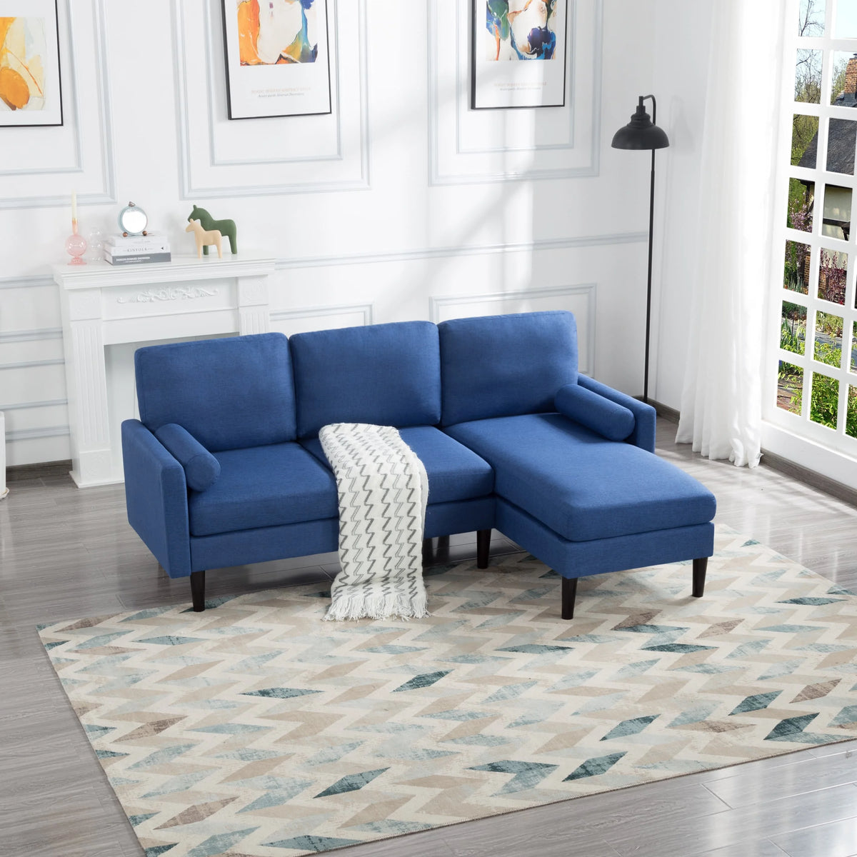 72 inch L-Shape Reversible Sectional Sofa with Two Pillows A5822