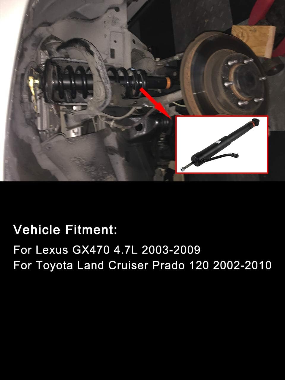 Pair Left & Right Rear Shock Absorber for Lexus GX470 4.7L 2003-09 Toyota Land Cruiser Prado 120 2002-2010 X874612