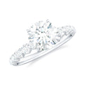 14K White Gold Moissanite Solitaire Engagement Ring with Side Stones N743