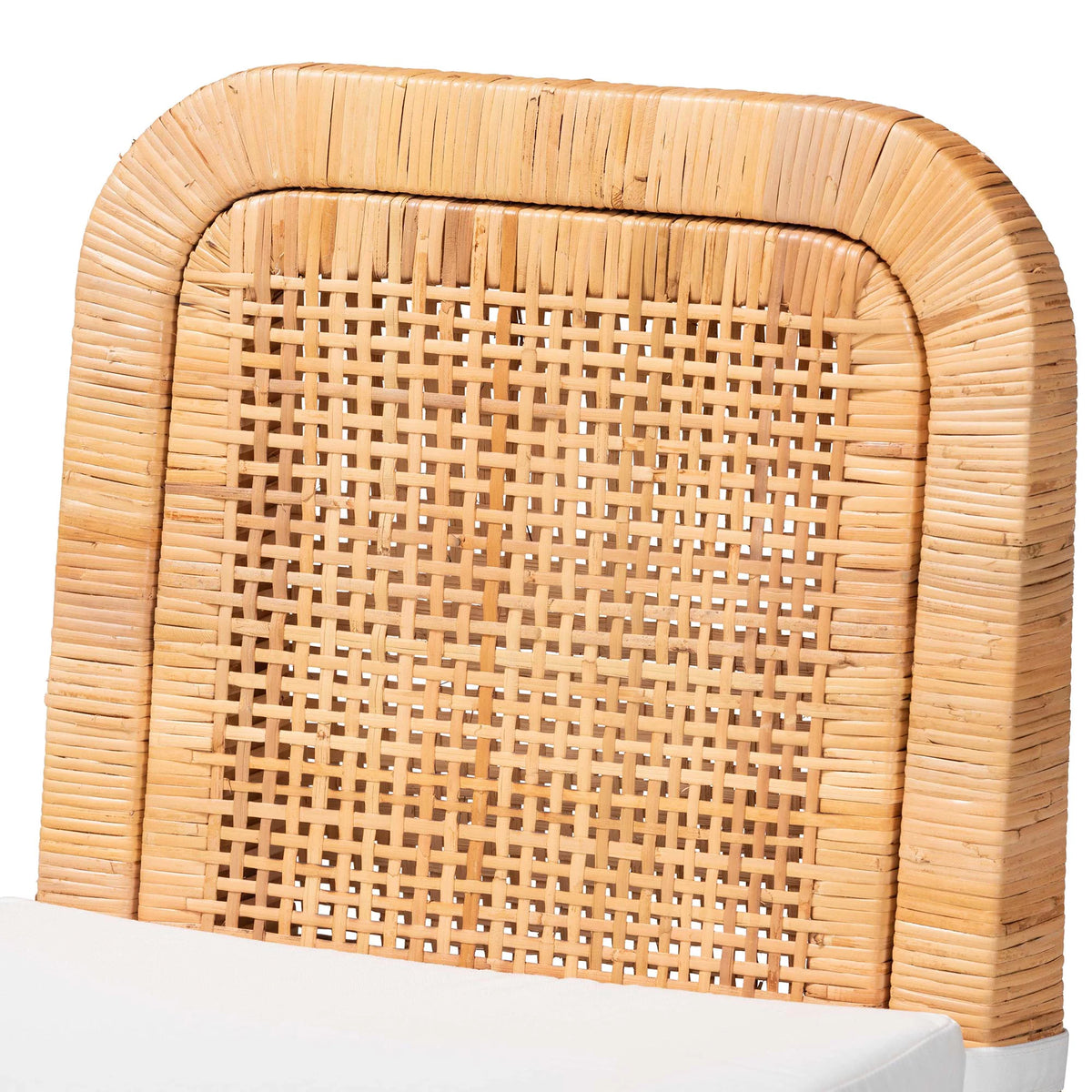 Natural Brown Rattan and Mahogany Wood 2-Piece Dining Chair Set A1075
